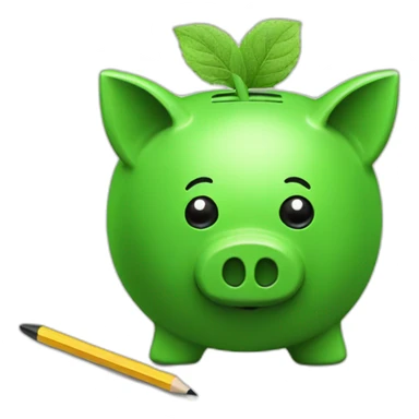 green piggybank with pencil sticker