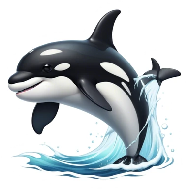 Cinematic Noble orca Portrait Emoji, Poised and majestic, with a sleek, streamlined black-and-white body, piercing intelligent eyes, and a powerful, commanding presence, Simplified yet sharp and sophisticated features, highly detailed, glowing with a soft oceanic radiance, high shine, intelligent and formidable, stylized with an air of deep-sea dominance, focused and alert, soft glowing outline, capturing the essence of an apex predator that appears ready to surge out of the waves with effortless authority! sticker