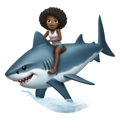 Black girl riding shark sticker