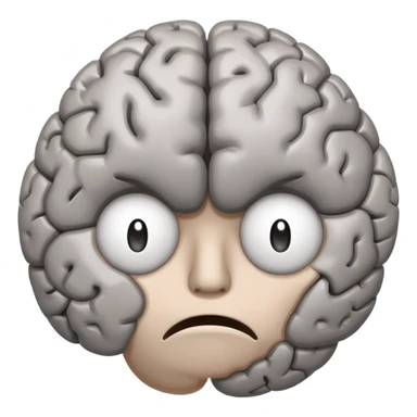A sad, unhealthy brain with a frowning face, looking sick and tired sticker
