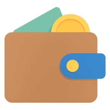 Add a coin partially inside the wallet, keep the color icon style, no background. sticker