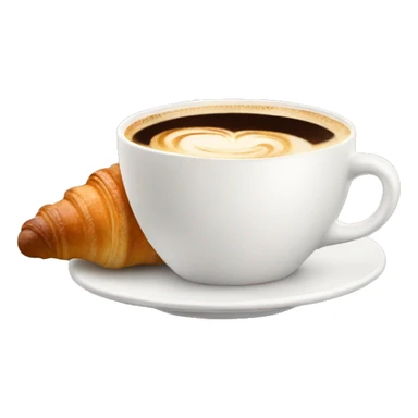 Cup of cappuccino with croissant sticker