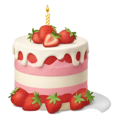 Pink strawberries and cream birthday cake  sticker