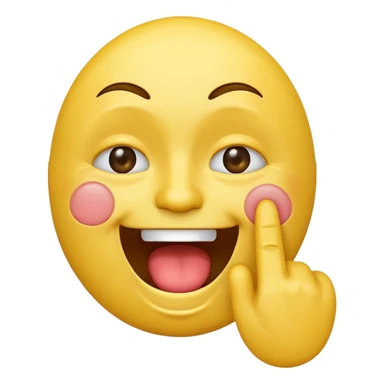 A laughing crying face emoji with a middle finger sticker