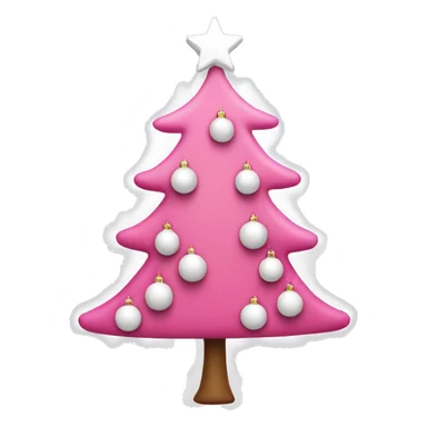 Pink Christmas tree with white ornaments and a white star sticker