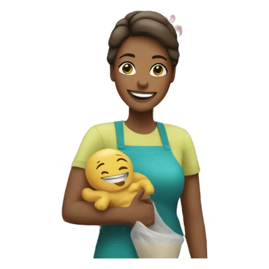 happy mother at supermaket sticker