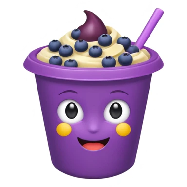 acai bowl in a purple plastic cup, cute, purple cup, colorful fruit, emoji style sticker