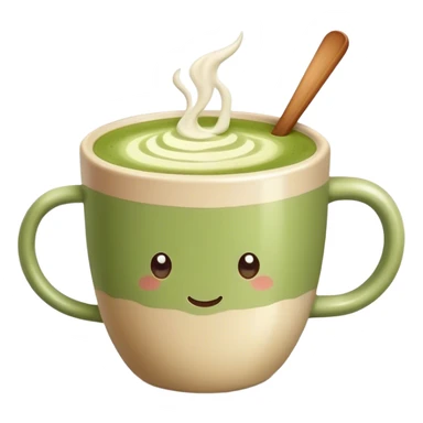 realistic Matcha latte in realistic beige colored mug sticker