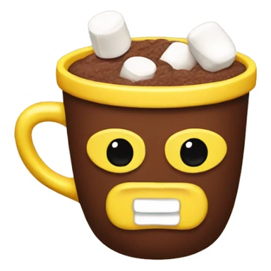 Cocoa with marshmallows in a yellow cup. sticker