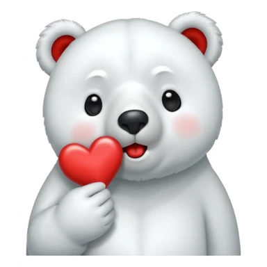 Puedes hacer a un oso polar que este mandando un beso el cual que de su boca salga un corazón Haci 😘 sticker