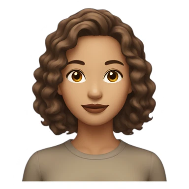 Light skinned girl in her 20s with brown dark wavy neck length hair sticker