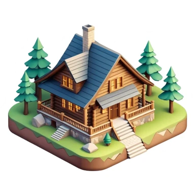 3d-isometric-Mountain-Cabin-mansion sticker
