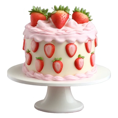 Light Pink strawberries and cream birthday cake  sticker