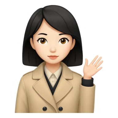 asian young woman black-haired in beige coat sticker