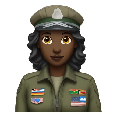African woman jet pilot in military overall sticker