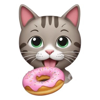 Cat eating donut sticker