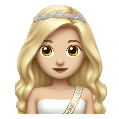 a white pageant girl with long blonde hair and brown eyes with a sash  sticker