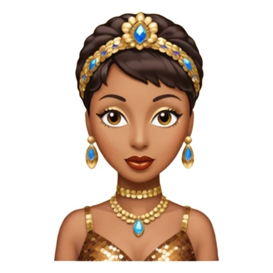 Josephine Baker with dark brown hair, bronze sequin outfit sticker