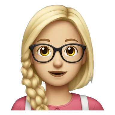 A blonde girl with glasses and a bunny sticker