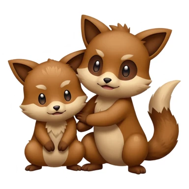 2 friendly pokemans one fell down and the other is helping the other get up  sticker