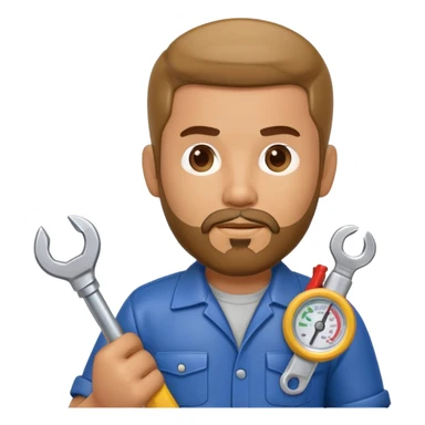 Latino HVAC repairman action figure with goatee beard holding a wrench and refrigerant gauge sticker