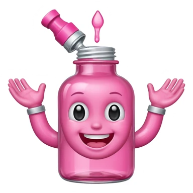 Smiling freaky baby oil bottle pink sticker