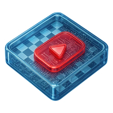 chess board of youtube play button, red YouTube play button, glossy circuit style sticker