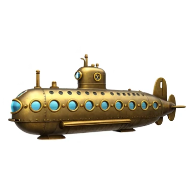 A vintage brass submarine with rivets, propellers, and glowing portholes. 
















 sticker