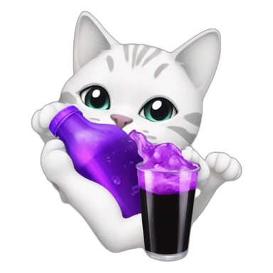 Cat black n white siping purple soda sticker