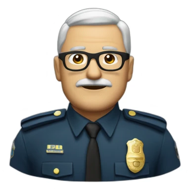 policía español de 61 años, calvo con gafas verdes sticker