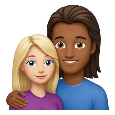 blonde hair blue eyes woman embracing a taller man who has brown skin and dark hair more like the first one make the man taller and the woman have long hair and both smiling sticker