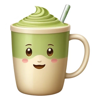 realistic Matcha latte in realistic beige colored mug sticker