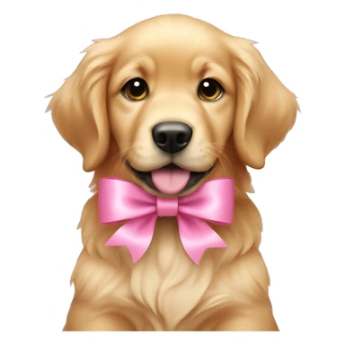 puppy golden retriever with pink bow sticker