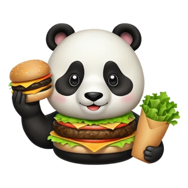 panda holding single burger sticker