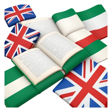 Italian to English dictionary book cover with correct Italian flag and incorrect British flag with wrong colors or pattern sticker