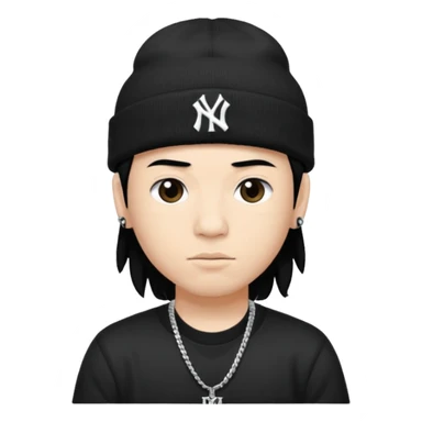 rapper da trắng full đen có mũ len hãng MLB
 sticker