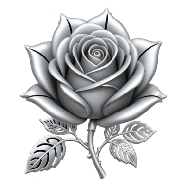 Black and silver filigree rose bud, 3D, extremely detailed design sticker