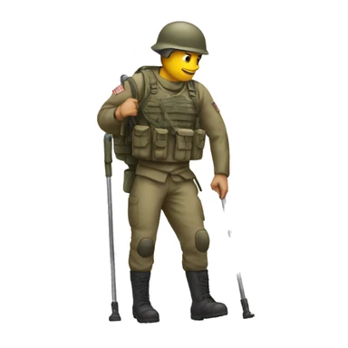 soldier with a crutch sticker