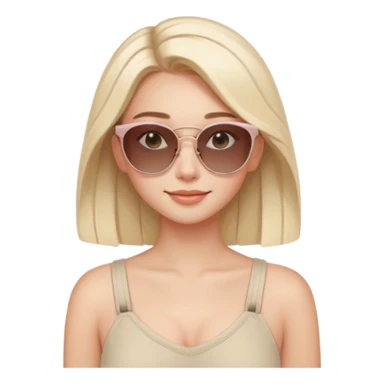 Clean girl influencer character, chest-up portrait, minimal aesthetic, natural glowing skin, soft confident smile, sleek hair, neutral pastel outfit, wearing trendy sunglasses on head, subtle beauty accessories, stylish hair clip, calm luxury vibe, clean modern illustration style sticker