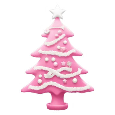 Pink Christmas tree with white star and white ornaments  sticker