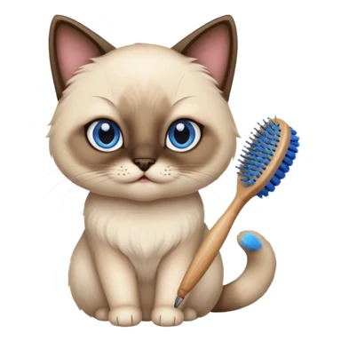 cute siamese cat, hair brush sticker