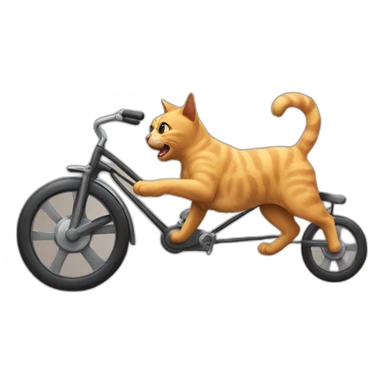 cat on wheel chasing a dog sticker