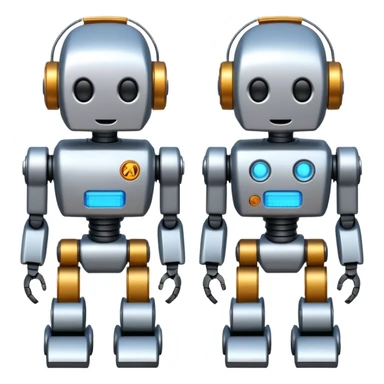 create a realistic emoji showing logistic robots and KI sticker