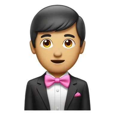 a Asia divided bangs Gay headhunter with pink bow tie sticker