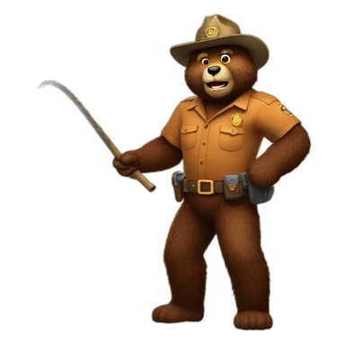 smokey the bear with a whip sticker