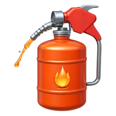 simple red gasoline canister plain dispensing orange drops of fuel sticker