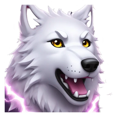 Lightning running sparkling glitter white wolf snarling huge eyes sun halo black white pink red yellow sticker