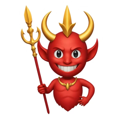 A red demon smiley face holding a trident and it looks like this (😈) but red and holds a golden trident sticker