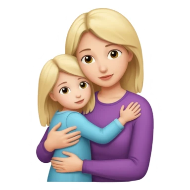 Mommy hugging small daughter  sticker