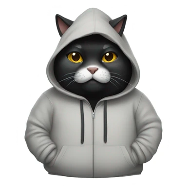￼￼ a fat black cat wearing a hoodie sticker